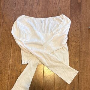 Brandy Melville Cream Ribbed Long Sleeve Top